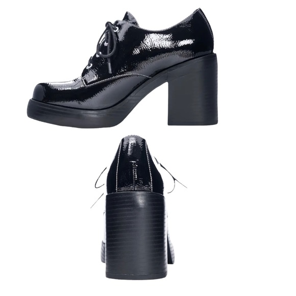 Dirty Laundry Platform Black Patent Gatsby Derby Oxfords Dark Academia - Picture 9 of 17